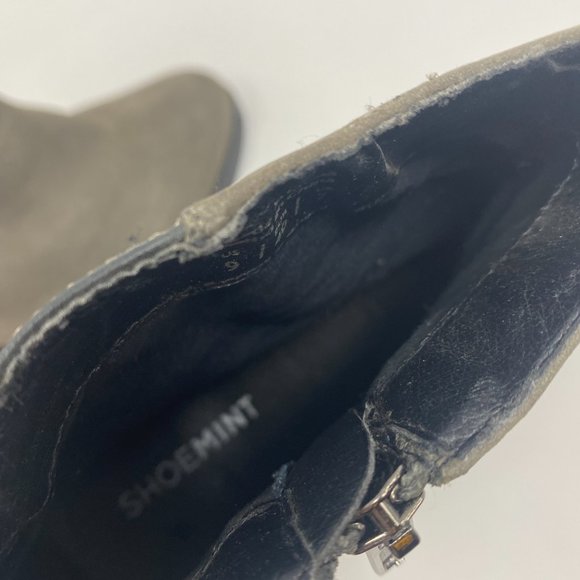 Shoemint Two-Tone Suede Ankle Chunky Heel Boots Size 9 - Picture 8 of 10